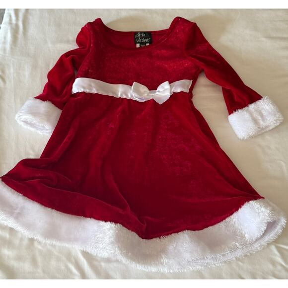 Girls Pink & Violet 2T Dress Red velvet & white fur | sequin bodice, Santa twirl - Picture 1 of 1
